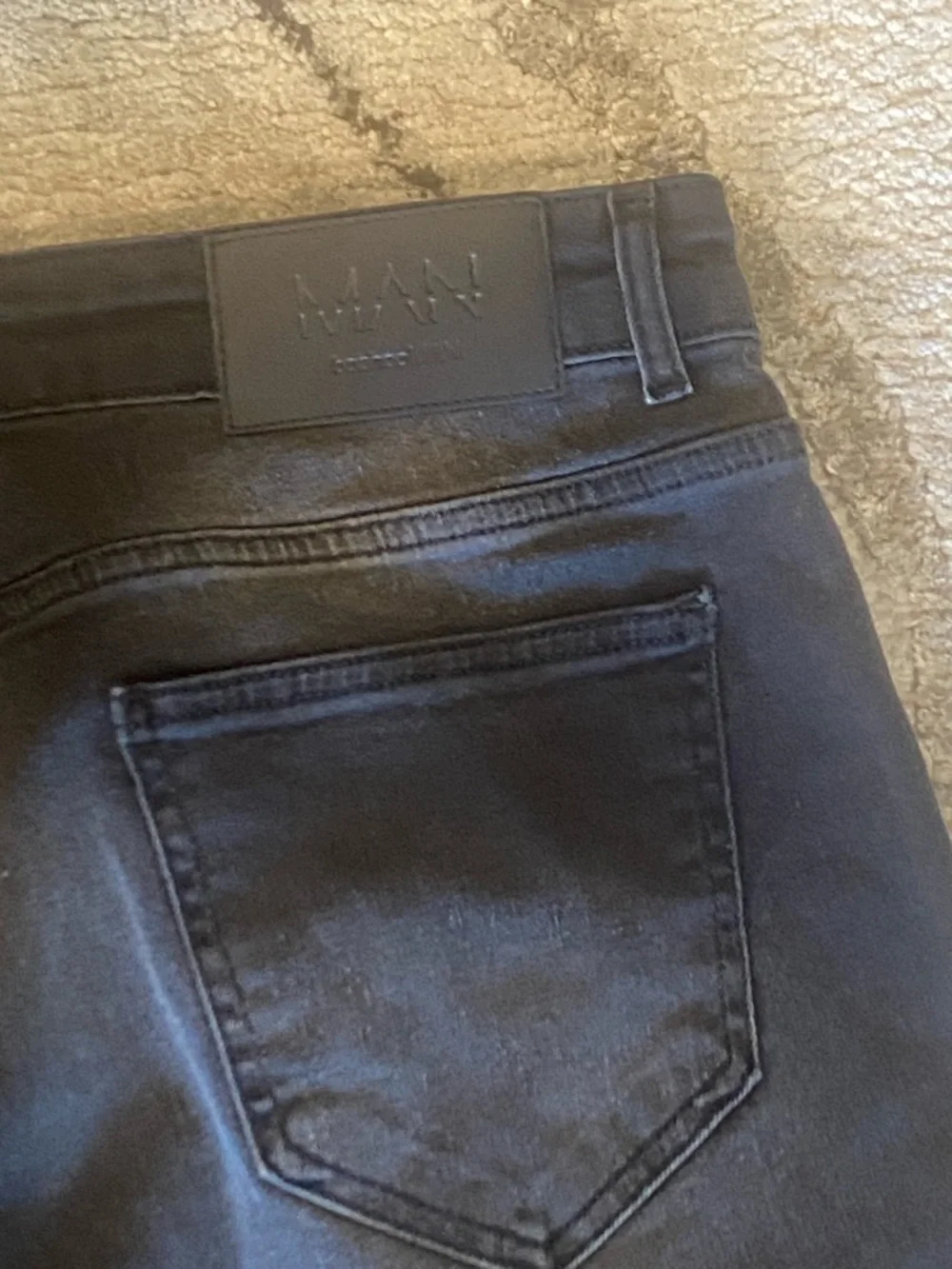 boohooMAN Skinny Stretch Stacked Washed Black Jeans size 36 new